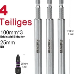 Geinxurn Magnetischer Bithalter Verlängerung 100mm Edelstahl 1/4