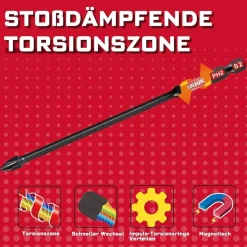Geinxurn PH2 Schrauber Bit Set, 10x 150mm, Magnetisch, Schlagfest, 1/4 Zoll