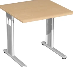 Gera Flex Schreibtisch feste Höhe, 800x800x720, Buche/Silber