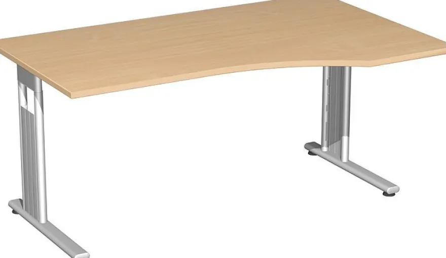Gera PC-Schreibtisch Bürotisch C Fuß Flex rechts 1800x800/1000x720cm ahorn buche