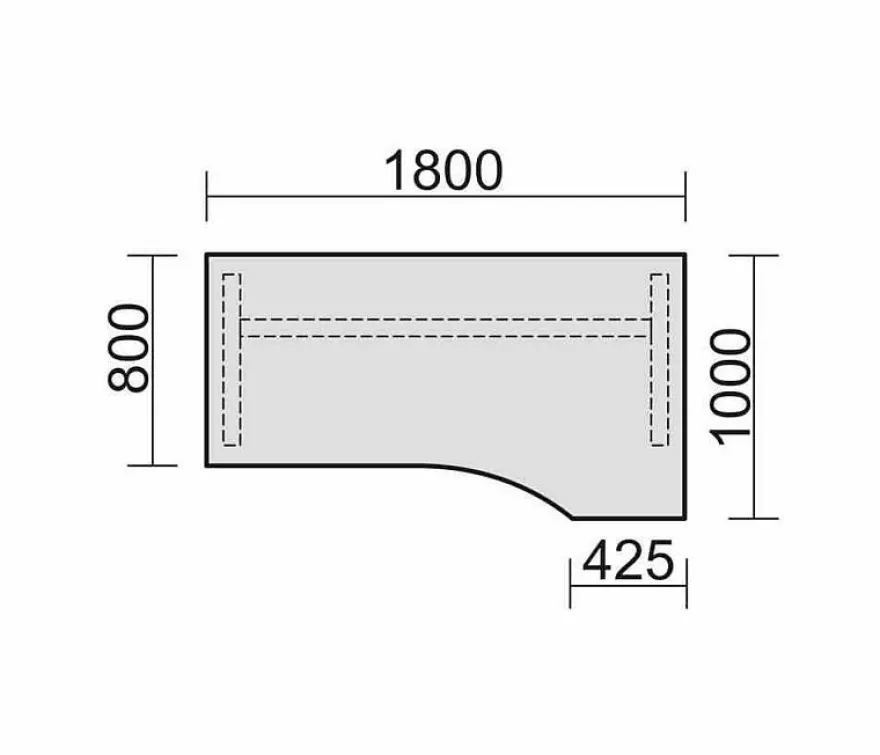 Gera PC-Schreibtisch Bürotisch C Fuß Flex rechts 1800x800/1000x720cm ahorn buche