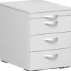 Gera Rollcontainer 3 Kunststoff-Schubfächer und Utensilienschubfach, Metall-Rollsc
