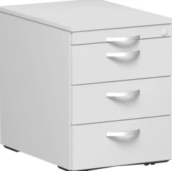 Gera Rollcontainer 3 Kunststoff-Schubfächer und Utensilienschubfach, Metall-Rollsc