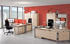 Gera Schreibtisch Bürotisch 4 Fuß Flex 1200x800x720 mm ahorn buche lichtgrau weiß