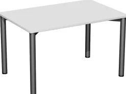 Gera Schreibtisch Bürotisch 4 Fuß Flex 1200x800x720 mm ahorn buche lichtgrau weiß