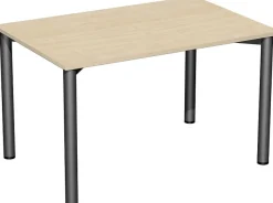 Gera Schreibtisch Bürotisch 4 Fuß Flex 1200x800x720 mm ahorn buche lichtgrau weiß