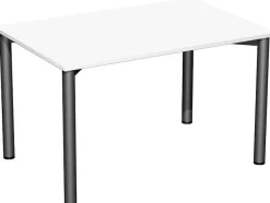 Gera Schreibtisch Bürotisch 4 Fuß Flex 1200x800x720 mm ahorn buche lichtgrau weiß