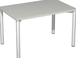Gera Schreibtisch Bürotisch 4 Fuß Flex 1200x800x720 mm ahorn buche lichtgrau weiß