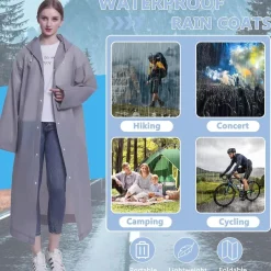 Gerhannery Regenponcho 2 Stück, Wiederverwendbar, Wasserdicht, für Damen