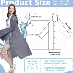 Gerhannery Regenponcho 2 Stück, Wiederverwendbar, Wasserdicht, für Damen