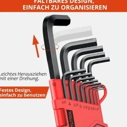Getlitool Innensechskant Satz 13tlg mit Kugelkopf 1,27mm-10mm, Cr-V-Stahl