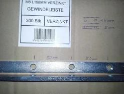 Gewindeleiste 5x14x198mm, 4x M8 VZ (Gewinde-Leiste, Eisen, Schiene, Strom) 15 Stk