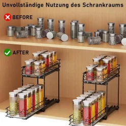 Gewürzregal Ausziehbar 2 Etagen Schrank Organizer Küche höhenverstellbar