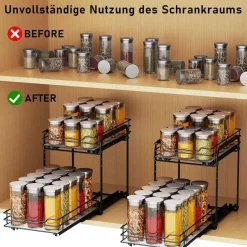 Gewürzregal Ausziehbar Küche Schrank Organizer 2 Etagen Gewürzaufbewahrung