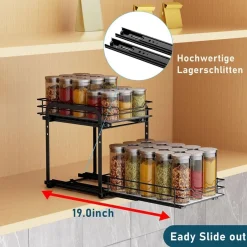 Gewürzregal Ausziehbar Küche Schrank Organizer 2 Etagen Gewürzaufbewahrung