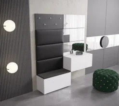 GF86 Flur Dielenmöbel Garderobenschrank Dielenschrank Schuhschrank Flurmöbel Spiegel