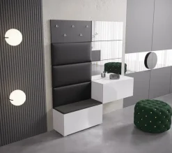 GF86 Flur Dielenmöbel Garderobenschrank Dielenschrank Schuhschrank Flurmöbel Spiegel