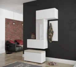 GF71 Flur Dielenmöbel Garderobenschrank Dielenschrank Schuhschrank Flurmöbel Spiegel