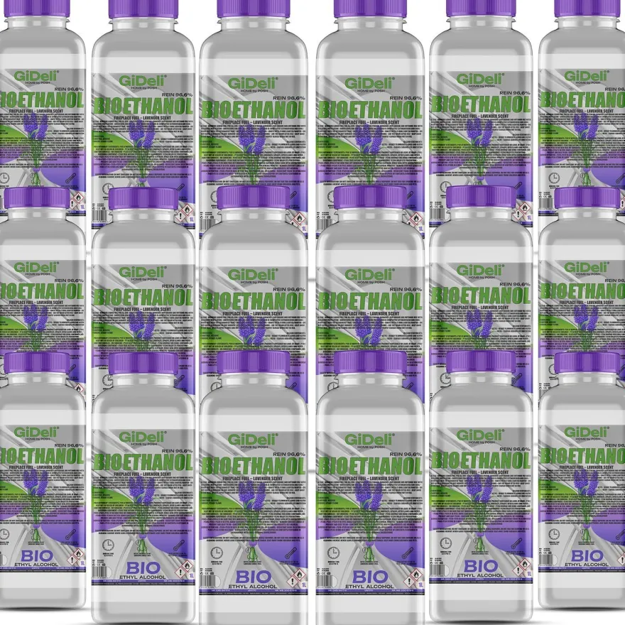 GiDeli bioethanol 18 x 1l lavendelduft 96,6% Ethanol für Innen & Außenkamine