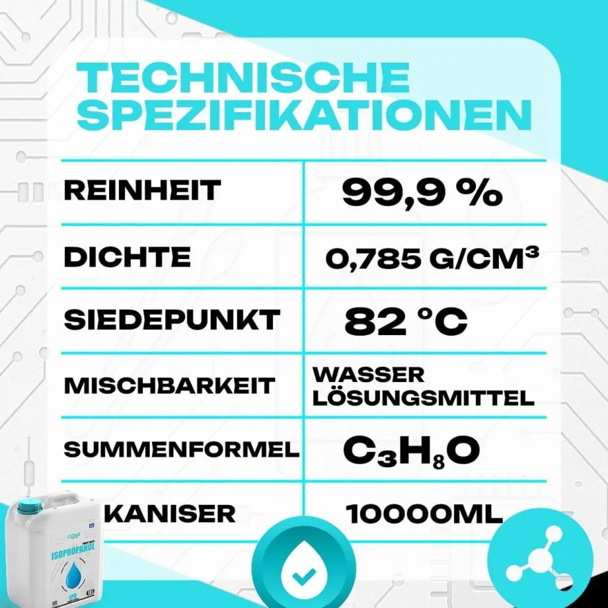 GiDeli Isopropanol 99,9% 20 Liter Reiniger Hochprozentiger Isopropylalkohol IPA