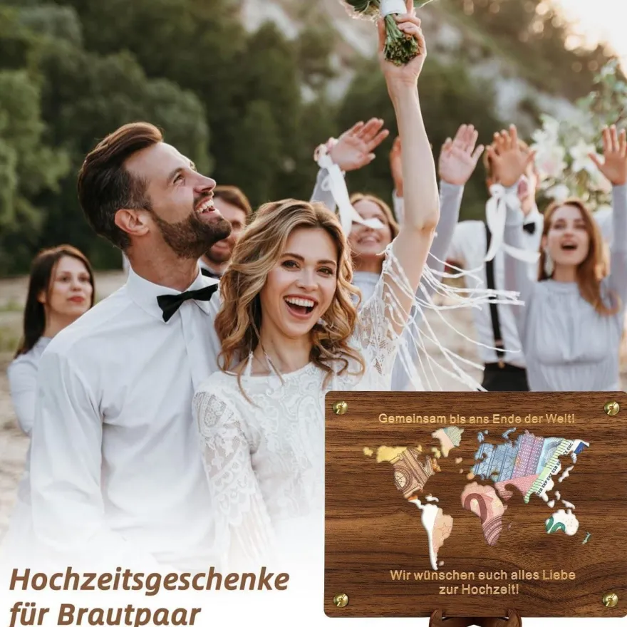 Giftota Geldgeschenk Hochzeit Weltkarte, Hochzeitsgeschenke für Brautpaar