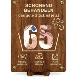 Giftota Witzige Geldgeschenke aus Holz zum 65. Geburtstag für Mann & Frau