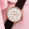 Gigandet Minimalism Damenuhr Multifunktion DATUM Edelstahl Rotgold BRAUN G38-004