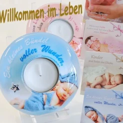 Gilde Teelichthalter Kerzen Leben Baby Kinder Geschenk Stern Kleeblatt Glas NEU