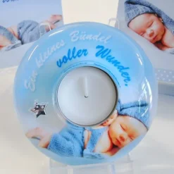 Gilde Teelichthalter Kerzen Leben Baby Kinder Geschenk Stern Kleeblatt Glas NEU