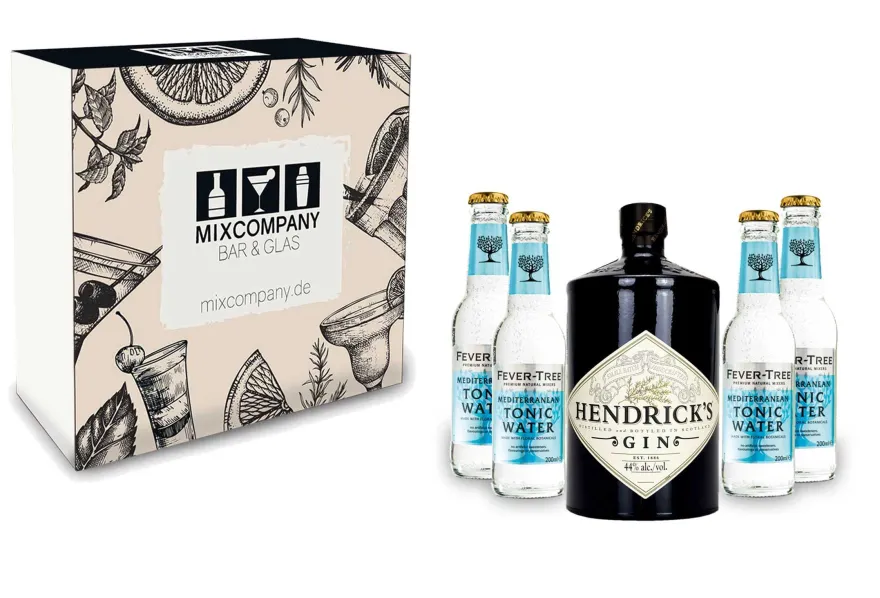 Gin Tonic Giftbox Geschenkset - Hendricks Handcrafted Gin 0,7l (44% Vol) + 4x F