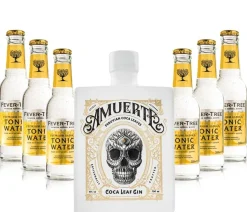 Gin Tonic Set - Amuerte White Coca Leaf Koks Gin 0,7l (43% Vol) + 6x Fever Tree