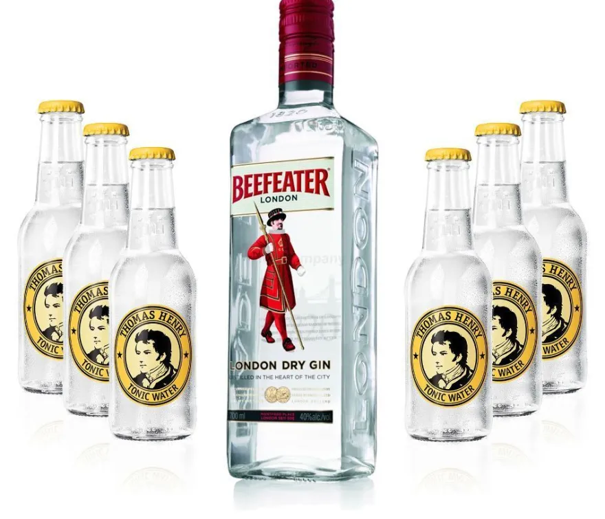 Gin Tonic Set - Beefeater Dry Gin 0,7l 700ml (40% Vol) + 6x Thomas Henry Tonic