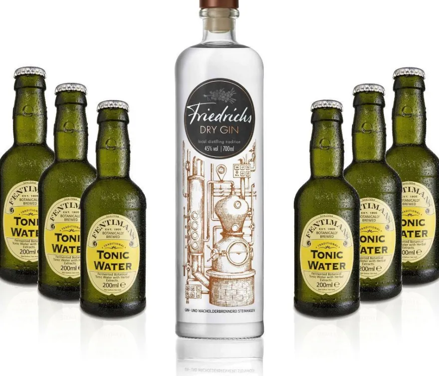 Gin Tonic Set - Friedrichs Dry Gin 0,7l 700ml (45% Vol) + 6x Fentimans Tonic Wa