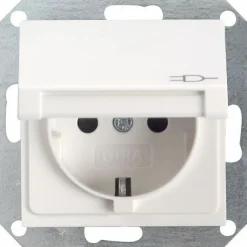 Gira System 55 Steckdose mit Klappdeckel Reinweiß glänzend 045403