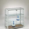 Glasvitrine Theke BT halbhoch Glas Alu 2-türig abschließbar 100 cm Füße-Spiegel