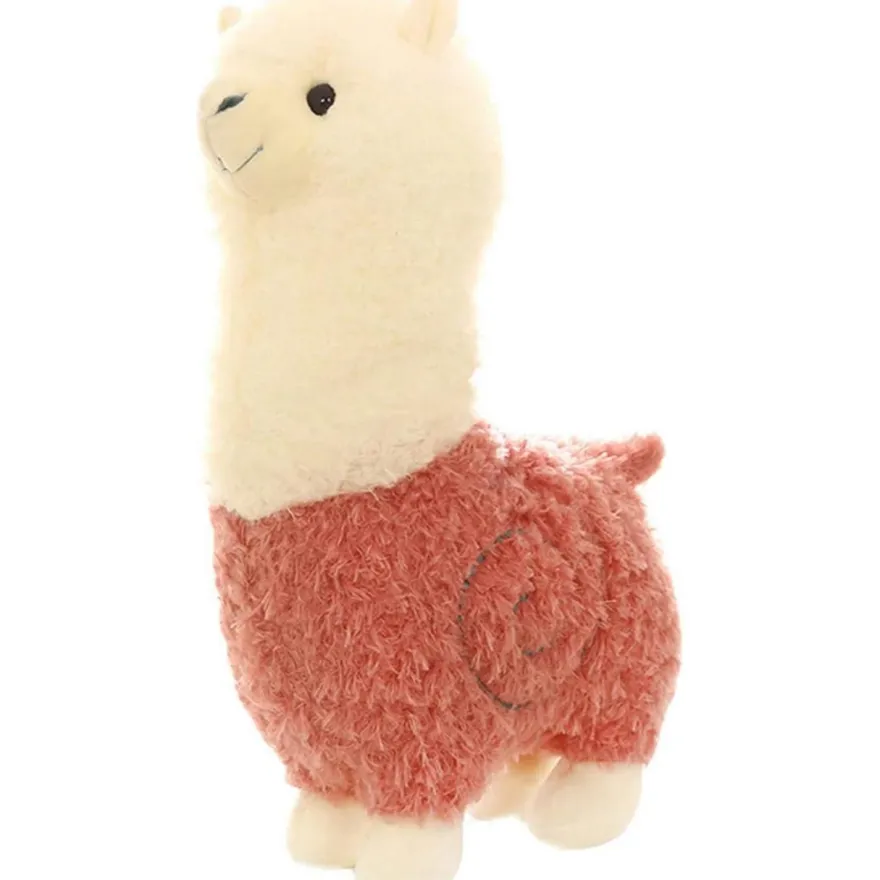 Glitzfas Alpaka Stofftier Plüschtier, süßes weiches Kuscheltier, Hellrot, 38 cm