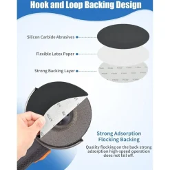 Gmozkrn Schleifpapier 180mm Klett, 20 Stück, 1000-3000 Körnung für Nass/Trocken