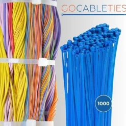 Gocableties Kabelbinder Blau, 100mm x 2,5mm, 1000 Stück, 8,1 kg Zugfestigkeit