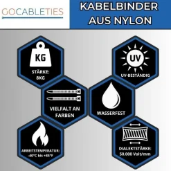 Gocableties Kabelbinder Gelb, 100 Stück, 100 mm x 2,5 mm, 8,1 kg Zugfestigkeit
