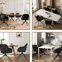 Goeurvant Drehstuhl Esszimmer 2er Set Schwarz mit Armlehne, Polsterstuhl Samt