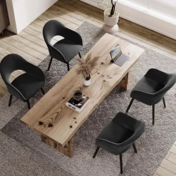 Goeurvant Esszimmerstühle 2er Set, Schwarz, Samt, mit Armlehne und Holzbeinen