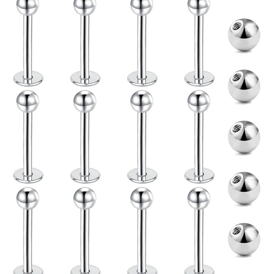 Gojewen 12er Lippenpiercing Stecker 1,2mm Chirurgenstahl Labret Helix Tragus