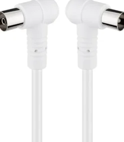 Goobay Gewinkeltes Antennenkabel (80 dB), 2x geschirmt, 3.5 m, Weiß - Koax-Stecker