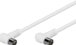 Goobay Gewinkeltes Antennenkabel (80 dB), 2x geschirmt, 3.5 m, Weiß - Koax-Stecker