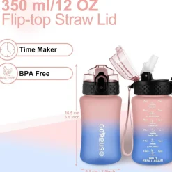 GOPPUS Kinder Trinkflasche 350ml mit Strohhalm, BPA-frei, auslaufsicher, mit