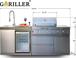 Goriller® Silverback S1 Outdoor-Küche, Gasgrill mit Kühlschrank-Waschbecken