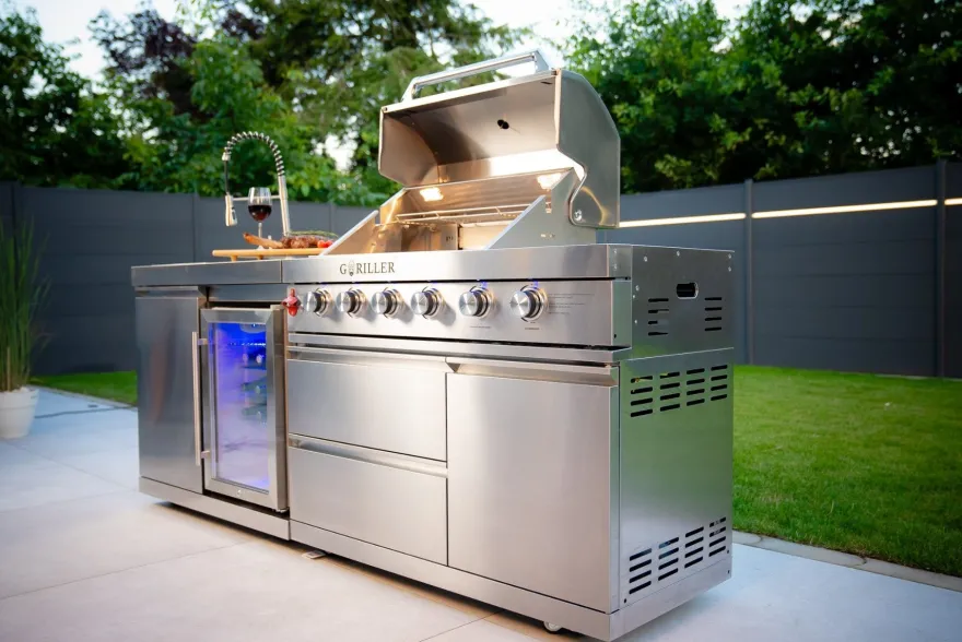 Goriller® Silverback S1 Outdoor-Küche, Gasgrill mit Kühlschrank-Waschbecken