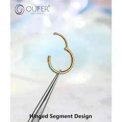20G OUFER Chirurgenstahl Türkis Gold Nasenring 6/7/8mm Clicker Nose Hoop