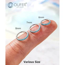 20G OUFER Chirurgenstahl Türkis Gold Nasenring 6/7/8mm Clicker Nose Hoop