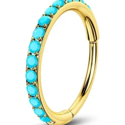 20G OUFER Chirurgenstahl Türkis Gold Nasenring 6/7/8mm Clicker Nose Hoop